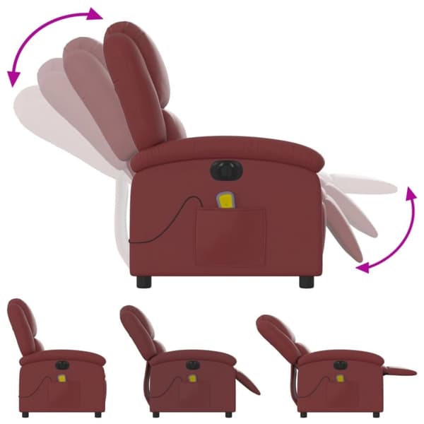 vidaXL Elektrisk massagefåtölj vinröd konstläder
