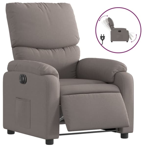 vidaXL Elektrisk reclinerfåtölj taupe tyg