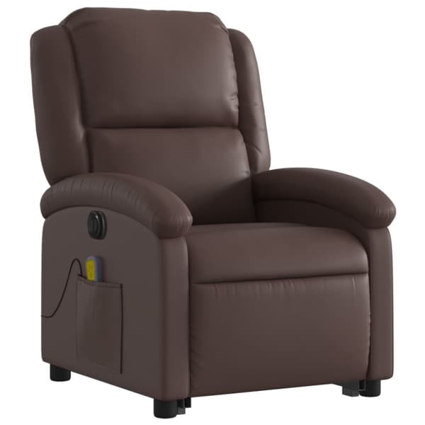 vidaXL Massagefåtölj med uppresningshjälp brun konstläder