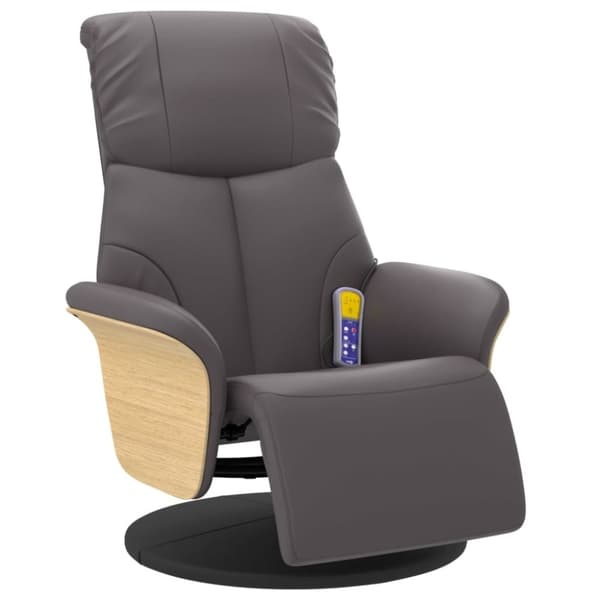 vidaXL Massagefåtölj med fotstöd grå konstläder