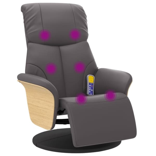 vidaXL Massagefåtölj med fotstöd grå konstläder
