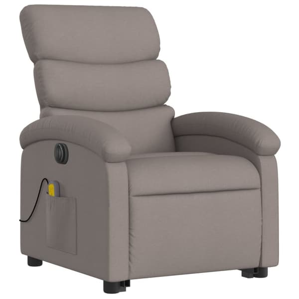 vidaXL Elektrisk massagefåtölj med uppresningshjälp taupe tyg