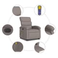 Miniatyrbild 7 av 10: vidaXL Elektrisk massagefåtölj med uppresningshjälp taupe tyg