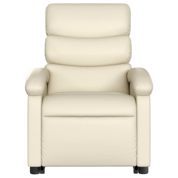 vidaXL Massagefåtölj med uppresningshjälp gräddvit konstläder