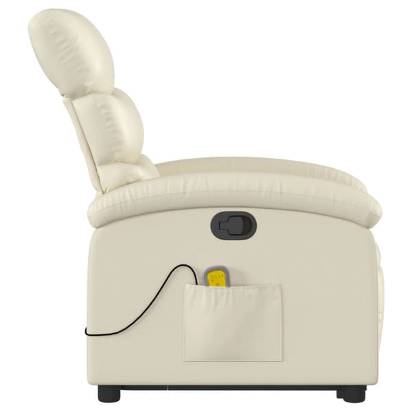 vidaXL Massagefåtölj med uppresningshjälp gräddvit konstläder