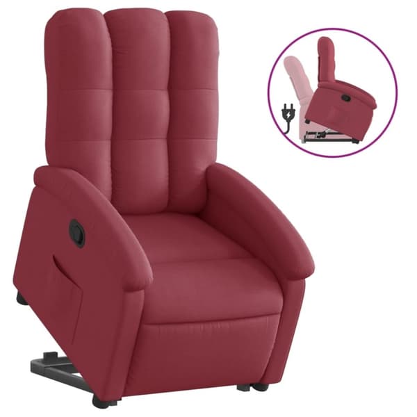 vidaXL Reclinerfåtölj med uppresningshjälp vinröd tyg