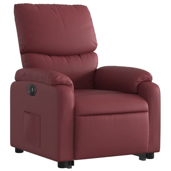 vidaXL Reclinerfåtölj med uppresningshjälp vinröd konstläder