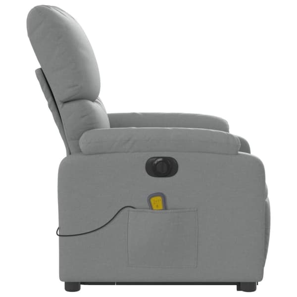 vidaXL Elektrisk massagefåtölj med uppresningshjälp ljusgrå tyg