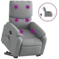 Miniatyrbild 2 av 11: vidaXL Elektrisk massagefåtölj med uppresningshjälp ljusgrå tyg