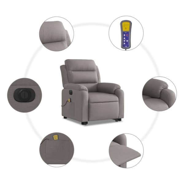 vidaXL elektrisk massagestol med løftefunktion stof gråbrun
