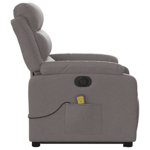 vidaXL Elektrisk massagefåtölj med uppresningshjälp taupe tyg