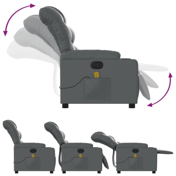 vidaXL Massagefåtölj grå konstläder