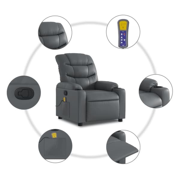 vidaXL Massagefåtölj grå konstläder
