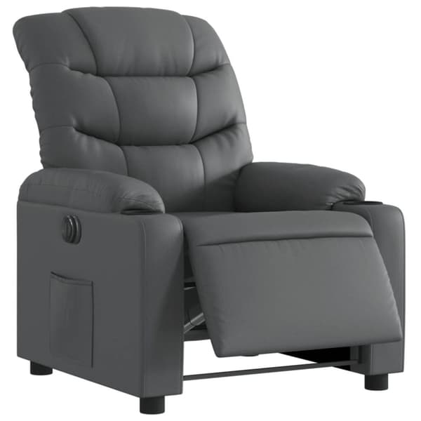 vidaXL Elektrisk reclinerfåtölj grå konstläder