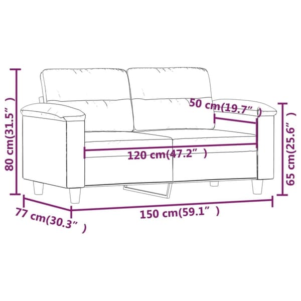 vidaXL 2-sitssoffa Svart 120 cm mikrofibertyg