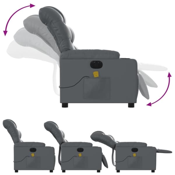 vidaXL Elektrisk massagefåtölj grå konstläder