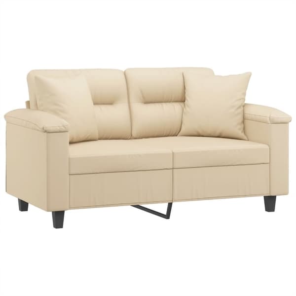 vidaXL 2-personers sofa med puder 120 cm mikrofiberstof cremefarvet