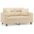 Miniatyrbillede 1 af 8: vidaXL 2-personers sofa med puder 120 cm mikrofiberstof cremefarvet