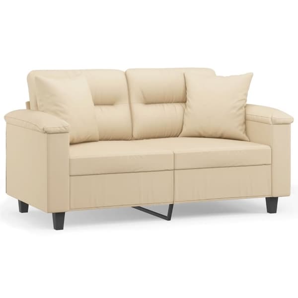 vidaXL 2-personers sofa med puder 120 cm mikrofiberstof cremefarvet
