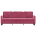 Miniatyrbillede 2 af 8: vidaXL 3-personers sofa 180 cm fløjl vinrød