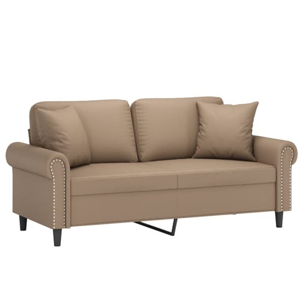 vidaXL 2-sits soffa med prydnadskuddar cappuccino 140 cm konstläder