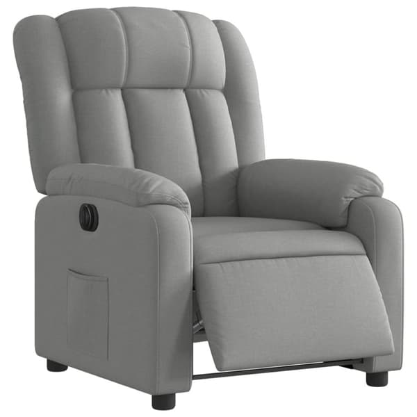 vidaXL Elektrisk reclinerfåtölj ljusgrå tyg