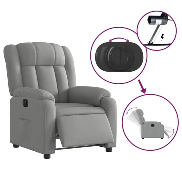 vidaXL Elektrisk reclinerfåtölj ljusgrå tyg