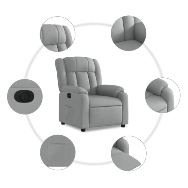 vidaXL Elektrisk reclinerfåtölj ljusgrå tyg