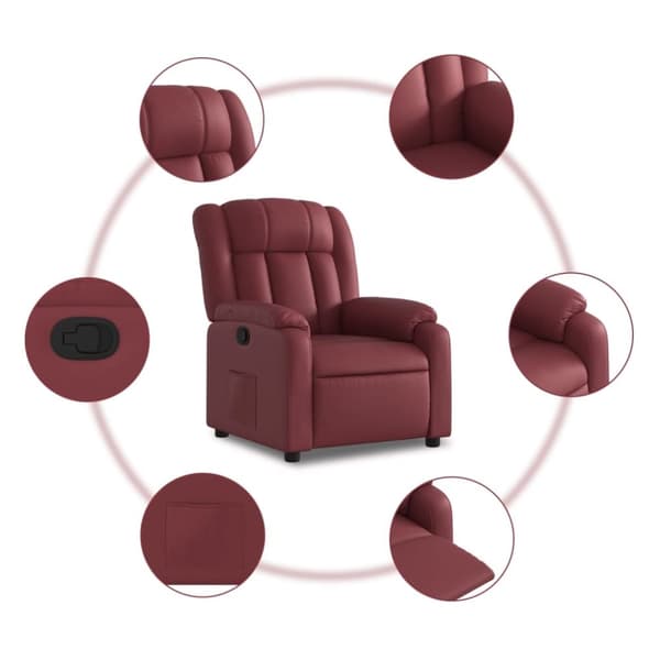 vidaXL Reclinerfåtölj vinröd konstläder