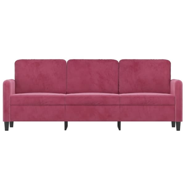 vidaXL 3-sitssoffa vinröd 180 cm sammet