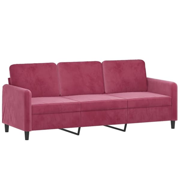 vidaXL 3-sitssoffa vinröd 180 cm sammet