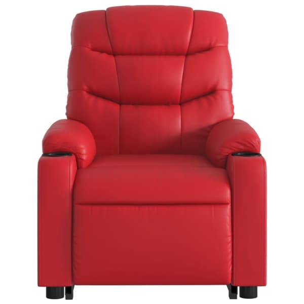 vidaXL Massagefåtölj med uppresningshjälp röd konstläder