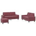 Miniatyrbillede 1 af 9: vidaXL sofasæt 3 dele stof vinrød