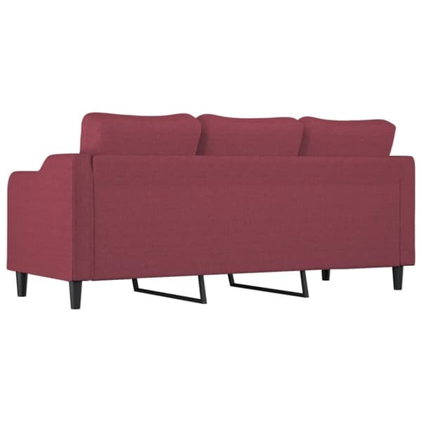 vidaXL 3-sitssoffa vinröd 180 cm tyg