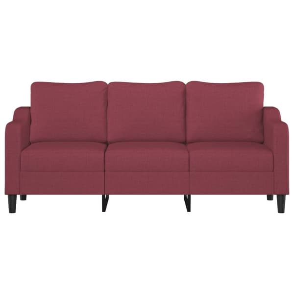 vidaXL 3-sitssoffa vinröd 180 cm tyg