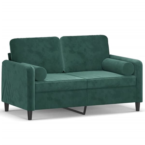vidaXL 2-sitssoffa med prydnadskuddar mörkgrön 120 cm sammet
