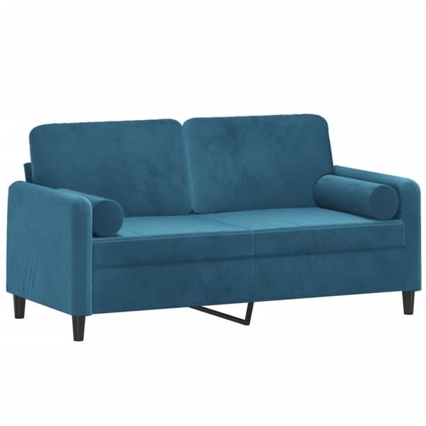 vidaXL 2-sitssoffa med prydnadskuddar blå 140 cm sammet