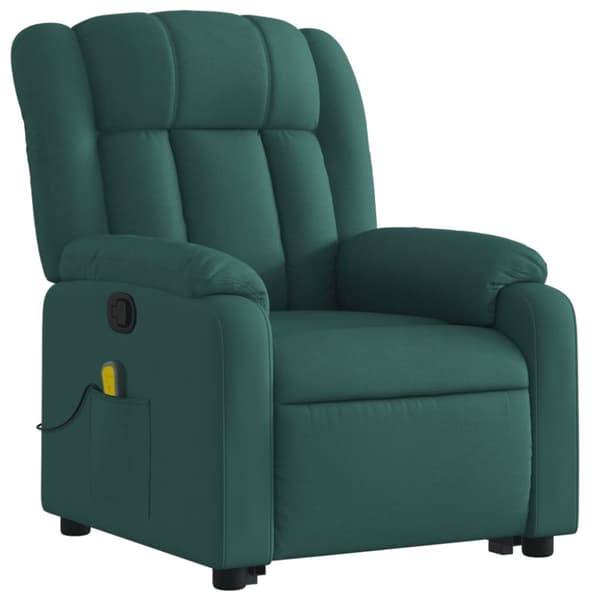 vidaXL Massagefåtölj med uppresningshjälp mörkgrön tyg