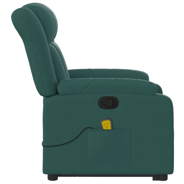vidaXL Massagefåtölj med uppresningshjälp mörkgrön tyg