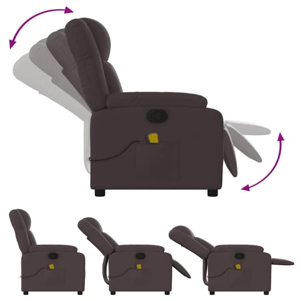 vidaXL Massagefåtölj mörkbrun tyg