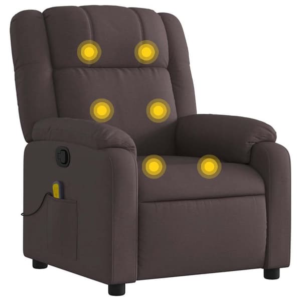 vidaXL Massagefåtölj mörkbrun tyg