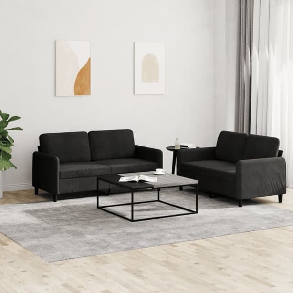 vidaXL sofasæt 2 dele velour sort