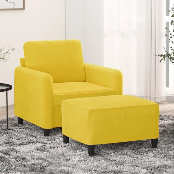 vidaXL Fåtölj med fotpall gul 60 cm sammet