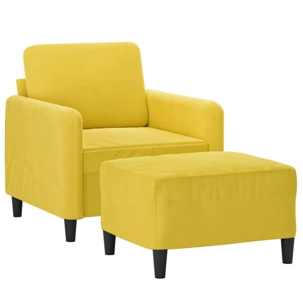 vidaXL Fåtölj med fotpall gul 60 cm sammet