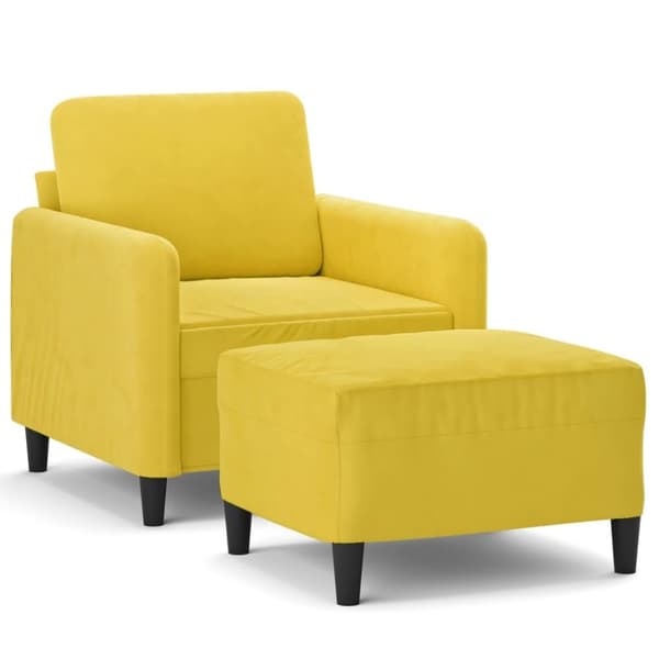 vidaXL Fåtölj med fotpall gul 60 cm sammet