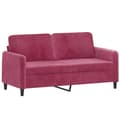 Miniatyrbillede 4 af 8: vidaXL sofasæt 2 dele med puder velour vinrød