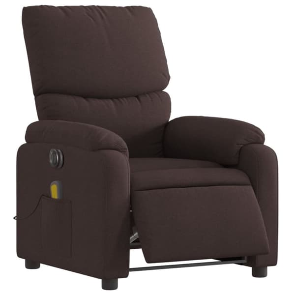 vidaXL Elektrisk massagefåtölj mörkbrun tyg