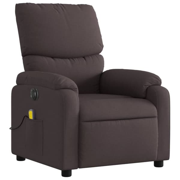 vidaXL Elektrisk massagefåtölj mörkbrun tyg