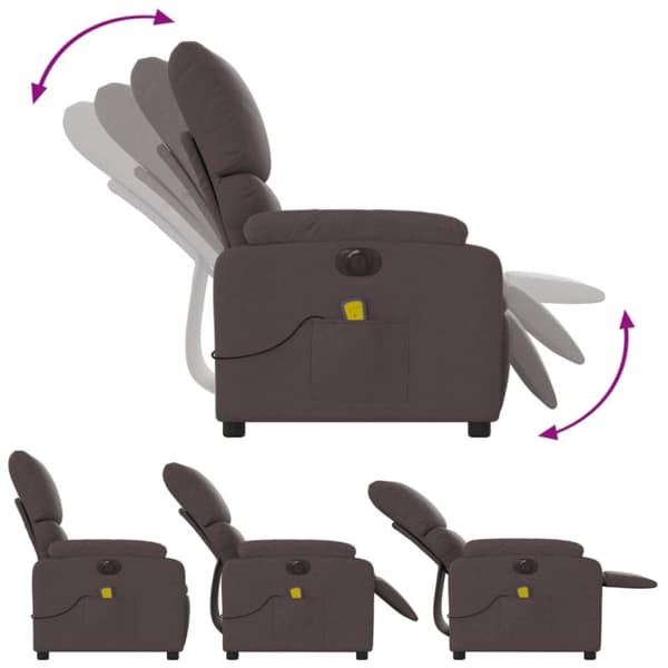 vidaXL Elektrisk massagefåtölj mörkbrun tyg