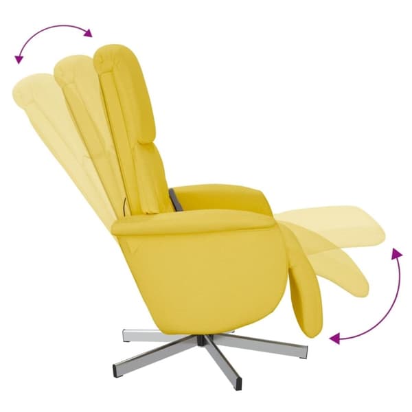 vidaXL Massagefåtölj med fotstöd ljusgul tyg